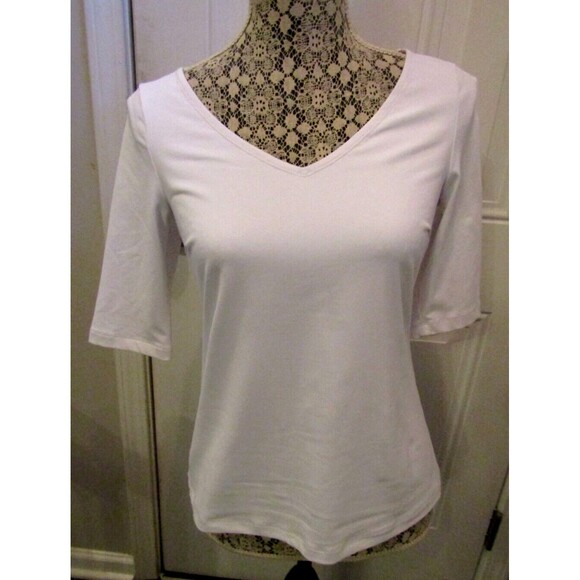 Gretchen Scott V Neck Tee NWT White Second Skin Top Blouse Retail $109 Size XXS - Picture 3 of 9